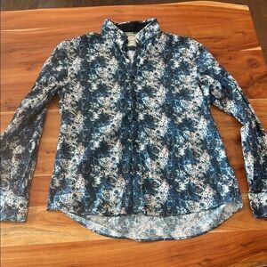 John Lennon Printed Button Down lightweight cotton shirt sz Large